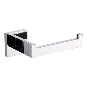 tastos polished chrome toilet paper holder sus304 stainless steel modern square half open bathroom 5 inch tp holder wall mount rustfree tissue roll dispenser for washroom kitchen