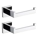 TASTOS Polished Chrome Toilet Paper Holder SUS304 Stainless Steel, Modern Square Half Open Bathroom 5 inch TP Holder Wall Mount Rustfree Tissue Roll Dispenser for Washroom Kitchen 2 Pack