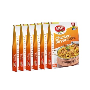 tasty nibbles ready to eat chicken biryani 300g pack of 6  open heat amp eat  no food additives added  japanese retort technology