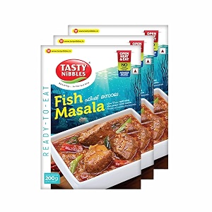 tasty nibbles ready to eat fish masala  kerala special  open heat amp eat  non-vegetarian  no added preservatives  japanese retort technology 200gm pouch pack of 3