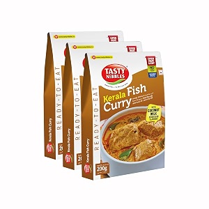 tasty nibbles ready to eat kerala fish curry with coconut milk pouchpack of 3open heat amp eat  no food additives added  japanese retort technology 200 gram