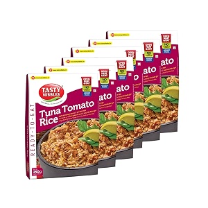 tasty nibbles ready to eat tuna tomato rice 250g  open heat amp eat  non-vegetarian  no added preservatives  japanese retort technology pack of 6
