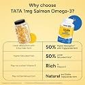 Tata 1mg Salmon Omega 3 Fish Oil Supplements 1000mg - 60 Capsules |Tryglycride form | 180mg EPA &amp; 120mg DHA | High Absorption for Heart,Brain &amp; Joints | Helps Manage Cholesterol