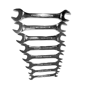 agrico tata double open end spanner set 8 pcs  metric 6x22 mm hardened steel  chrome plated rust resistant amp high torque  ideal for automotive mechanical industrial amp home repair work
