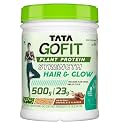 Tata GOFIT Plant Protein Strength Hair & Glow, Pea & Brown Rice Blend, 13 Vitamins, Minerals & Herbs, Aloe Vera, Amla & Tulsi, Heavenly Chocolate Flavour, 500G (15 Serves), No Soy, No Lactose
