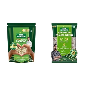 tata sampann pure cashews wholekaju 200g nutritious amp delicious premium kaju nuts rich in prote  tata sampann natural high protein makhana 200g