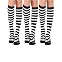 Tatuo 3 Pairs Black and White Striped Socks Halloween Knee High Socks