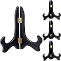 Tatuo 4 Packs Wooden Display Stand Plate Holder Easels, Black, 7 Inch