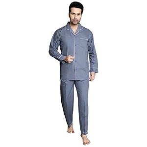 Mens Cotton Solid Night Suit