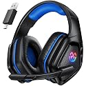 Tatybo Wireless Gaming Headset with Mic, 7.1 Sound 50mm Driver, Black Blue