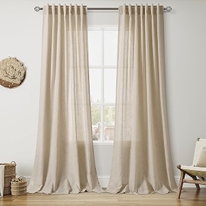 Taupe Burlywood Linen 112 Inch Curtains for