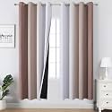 Taupe and Greyish White Ombre Blackout Curtains Living Room 72 Inches Long