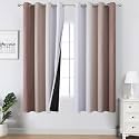 Taupe and Greyish White Ombre Blackout Curtains Living Room 63 Inches Long