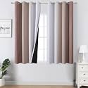 Taupe and Greyish White Ombre Blackout Curtains for Bedroom 54 Inches Long