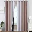 Taupe and Greyish White Ombre Blackout Curtains Living Room 108 Inch Long