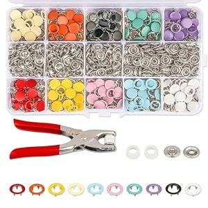 tawzix good snap buttons kit  100 sets 95mm metal fasteners in 10 colours with hand pliers tool  thick fiveclaw copper buckles  sewing diy crafts baby clothes hats bibs rompers multi color