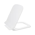 TAXAN Squaricle Toilet Seat Cover (44cm x 34cm) | Hydraulic Soft Close Mechanism | Heavy Duty Polypropylene Western Commode Seat with DIY Installation Kit | Glossy White Finish