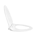 TAXAN Sharp Oval Toilet Seat Cover (44.5cm x 34.5 cm) | Hydraulic Soft Close Mechanism | Heavy Duty Polypropylene Western Commode Seat with DIY Installation Kit | Glossy White Finish