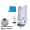 TAXAN Universal One-Piece Toilet Repair Kit | Dual Flush Valve (8 Inch), Adjustable Inlet Valve &amp; Chrome 58 mm Dual Push Button | Full Tank Internal Fitting Set