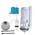 Taxan Toilet Plastic Dual Flush Valve 08 Inch | Anti-Siphon Toilet Flush Tank Fill Valve with Toilet Repair Kit ABS Push Chrome Plated Button for Tank Commode Cistern