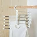 TAZLYN Stainless Steel Multi Purpose Hanger For Clothes Hanging Steel Foldable Hangers For Wardrobe 5 In 1 Hanger Pant Hanger Space Saving Trouser Hangers For Wardrobe Hangers -Pack 1