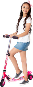 tazomi kids road runner scooter 4 level handlebar break  led light wheel scooter tricycle tricycle pink