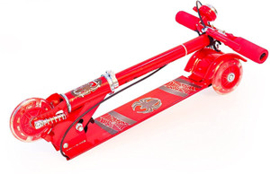 tazomi kick scooter for kids 3 wheeler foldable skating cycle with brake and bell red