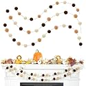 3pk Pom Pom Garland 20FT Colorful Large Felt Ball Garland for Mantle,Indoor Holiday Wedding Birthday Party Supplies(White Brown)