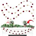 3pk Red Pom Pom Garland 20FT Colorful Large Felt Ball Garland for Mantle,Indoor Holiday Wedding Birthday Party Supplies