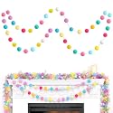 2pk Pom Pom Garland Party Decorations 13FT Colorful Large Felt Ball Garland Macaron Tree Decorations for Mantle,Indoor Holiday Wedding Birthday Party Supplies