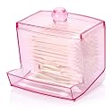 Tbestmax 10oz Qtip Holder Dispenser, Big Cotton Swab Holder Bathroom Accessories Organizer for Storage - Qtips Cotton Ball, Floss Container (Pink)