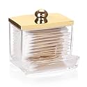 Tbestmax Qtip Holder Dispenser Clear Bathroom Organizer Accessories Decor for Storage-Qtips Cotton Ball Holder - Gold
