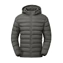 TBMPOY Men's Lightweight Puffer Jackets Detachable Hood Water-Resistant Casual Winter Coat Hooded Insulated for Travel Ski