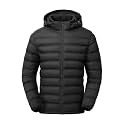 TBMPOY Men's Lightweight Puffer Jackets Detachable Hood Water-Resistant Casual Winter Coat Hooded Insulated for Travel Ski