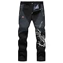 TBMPOY Men's Snow Pants Fleece Lined Hiking Winter Waterproof Softshell Ski Outdoor Insulated Climbing Pants Zipper Pockets