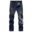 TBMPOY Men's Snow Pants Fleece Lined Hiking Winter Waterproof Softshell Ski Outdoor Insulated Climbing Pants Zipper Pockets