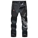 TBMPOY Men's Snow Pants Fleece Lined Hiking Winter Waterproof Softshell Ski Outdoor Insulated Climbing Pants Zipper Pockets