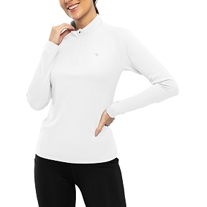 tbmpoy women upf 50 long sleeve shirts quick dry quarter zipper sun shirts hiking athletic workout shirts