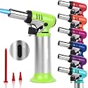 TBTeek Butane Torch, One-hand Operation Kitchen Torch with Adjustable Flame for Grilling, Baking and Soldering (Excluding Butane Gas), Green