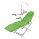 Folding Dental Chair, Portable Mobile Chair with LED Light, 360° Light Arm Rotating, 4 Gears Adjustable, Professional Dental Chairs for Hospitals Beauty Salons, 330lbs Capacity (Green)