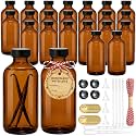 TBWIND 24 Pack 8oz Amber Glass Boston Round Bottles with Airtight Caps