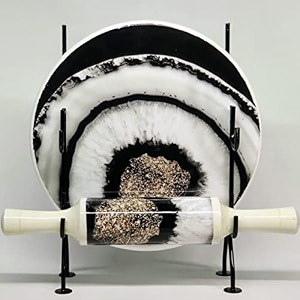 tears crafts marble chaklarolling board and wooden belanrolling pin without stand printed design black texture
