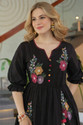 tckty Women Tiered Black MidiCalf Length Dress