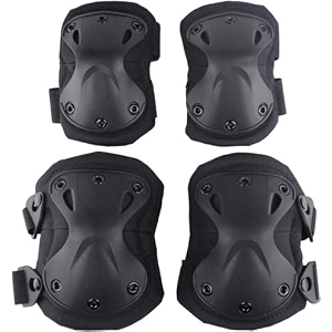 pack of 4 tactical combat knee amp elbow protective pads guard black knee and elbow pads outdoor sports safety gear adjustable shoulder straps tk-black