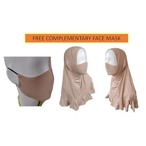 one piece premium girls slip on instant hijab - jersey hijab age 10-16 yrs with complimentary facemask