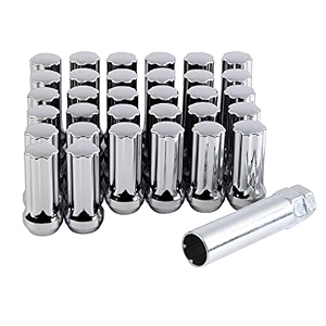 916-18 wheel lug nuts 32 pcs chrome spline lug nut conicalcone bulge seat with 1 socket key compatible with dodge 1994-2011 ram 1500 2500 3500 aftermarket wheel