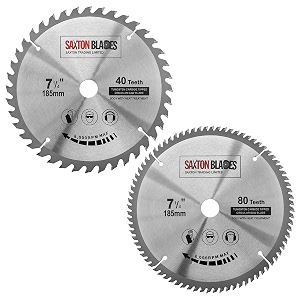 tct circular saw blades 185mm x 40 and 80 teeth x 20mm bore 16mm bushing fits evolution bosch etc pack of 2