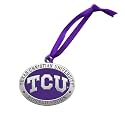 TCU Ornament Non-Dated | Hand-Sculpted Christmas Tree Ornament | Intricately Crafted Metal Pewter Alma Mater Inlay