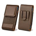 TDG Vertical Mobile Belt Pouch for Men &amp; Women | Premium PU Leather Waist Holster Case with Belt Clip &amp; Loop | Fits Smartphones up to 6.7 Inch Height | Card Pocket &amp; Magnetic Flip Cover | Dark Brown