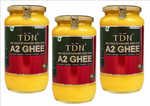 tdn a2 cow ghee bilona methoddesi ghee 1kgghee 1 kgpure ghee 1la2 desi ghee glass bottle 1 l pack of 3